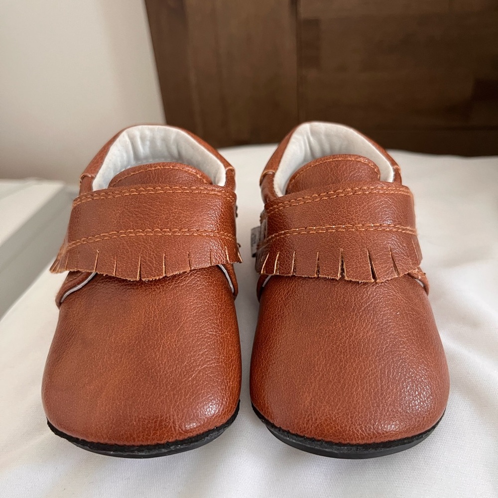 Classic Tan Moccasins with Rubber Sole
